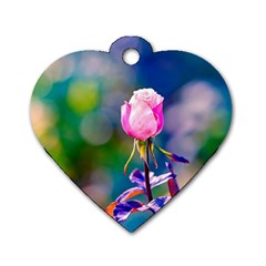 Pink Rose Flower Dog Tag Heart (two Sides) by FunnyCow