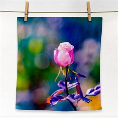 Pink Rose Flower Face Towel by FunnyCow