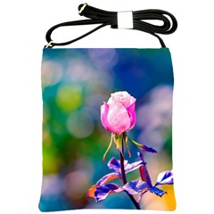 Pink Rose Flower Shoulder Sling Bags by FunnyCow