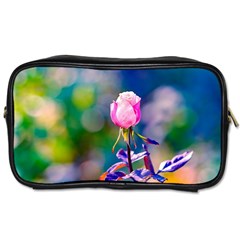 Pink Rose Flower Toiletries Bags by FunnyCow