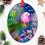 Pink Rose Flower Ornament (Oval Filigree) Front