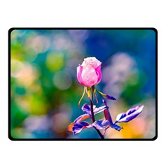 Pink Rose Flower Double Sided Fleece Blanket (small)  by FunnyCow