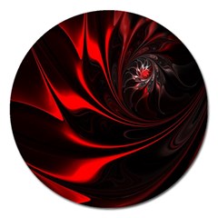 Abstract Curve Dark Flame Pattern Magnet 5  (round) by Nexatart