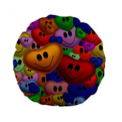 Heart Love Smile Smilie Standard 15  Premium Round Cushions by Nexatart