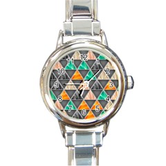 Abstract Geometric Triangle Shape Round Italian Charm Watch by Nexatart