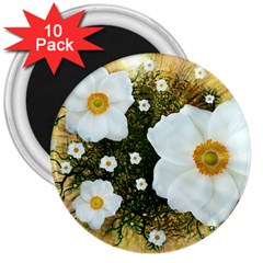 Summer Anemone Sylvestris 3  Magnets (10 Pack)  by Nexatart