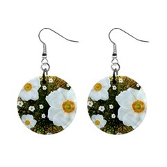 Summer Anemone Sylvestris Mini Button Earrings by Nexatart