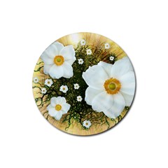 Summer Anemone Sylvestris Rubber Round Coaster (4 Pack)  by Nexatart