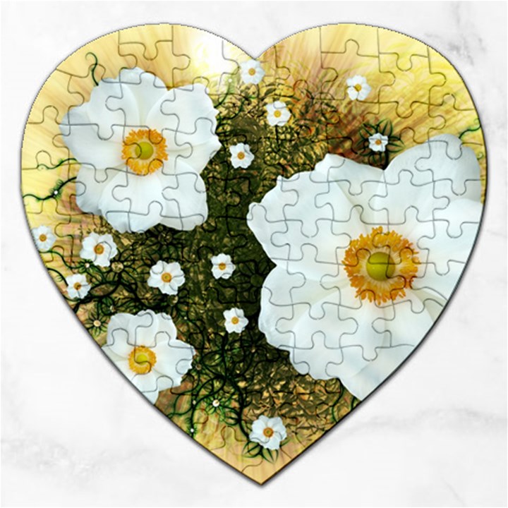 Summer Anemone Sylvestris Jigsaw Puzzle (Heart)