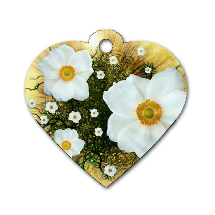 Summer Anemone Sylvestris Dog Tag Heart (One Side)