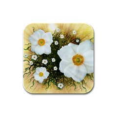 Summer Anemone Sylvestris Rubber Square Coaster (4 Pack)  by Nexatart