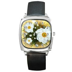 Summer Anemone Sylvestris Square Metal Watch by Nexatart