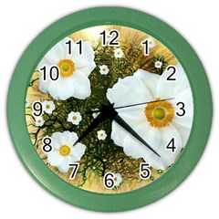 Summer Anemone Sylvestris Color Wall Clocks by Nexatart