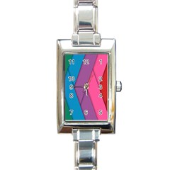 Abstract Background Colorful Strips Rectangle Italian Charm Watch by Nexatart