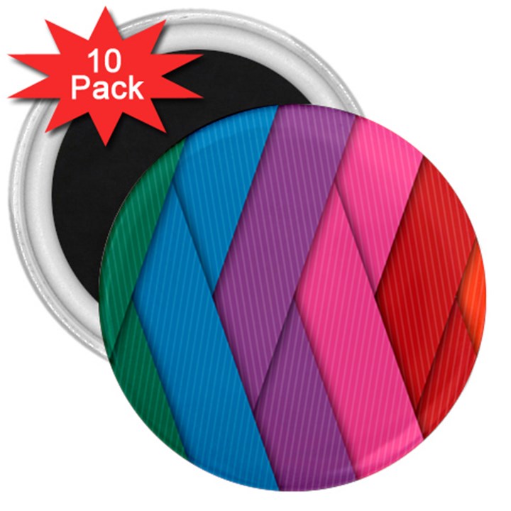 Abstract Background Colorful Strips 3  Magnets (10 pack) 