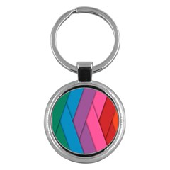 Abstract Background Colorful Strips Key Chains (round)  by Nexatart