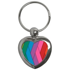 Abstract Background Colorful Strips Key Chains (heart)  by Nexatart