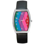 Abstract Background Colorful Strips Barrel Style Metal Watch Front