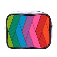 Abstract Background Colorful Strips Mini Toiletries Bags by Nexatart