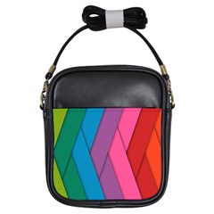 Abstract Background Colorful Strips Girls Sling Bags by Nexatart