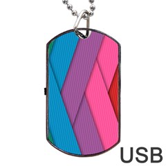 Abstract Background Colorful Strips Dog Tag Usb Flash (one Side) by Nexatart