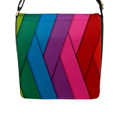 Abstract Background Colorful Strips Flap Messenger Bag (l)  by Nexatart