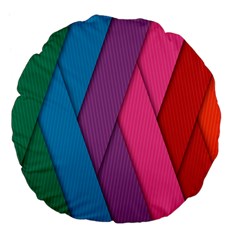 Abstract Background Colorful Strips Large 18  Premium Flano Round Cushions by Nexatart