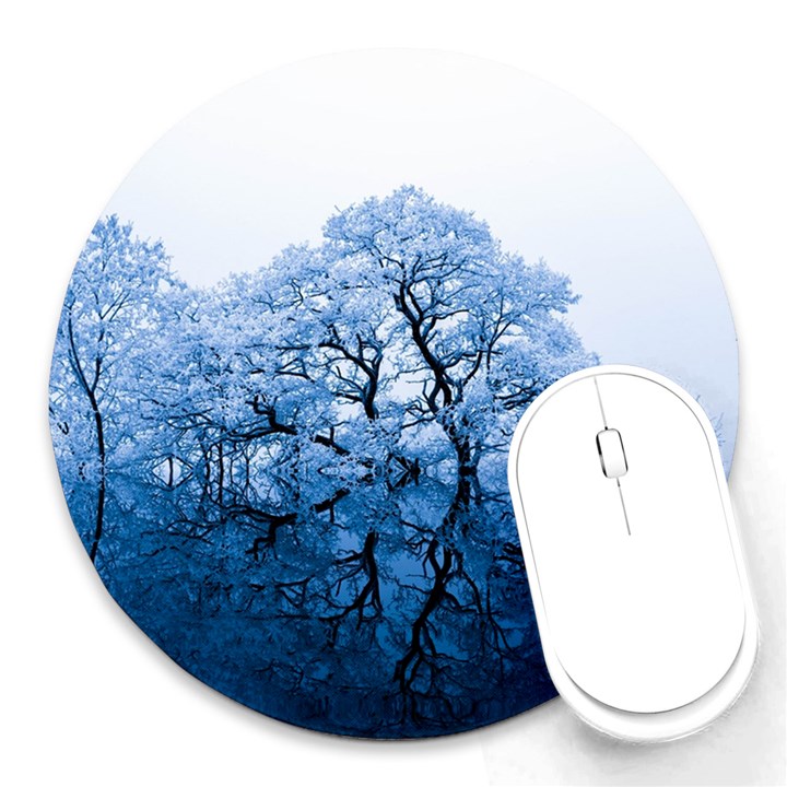 Nature Inspiration Trees Blue Round Mousepads