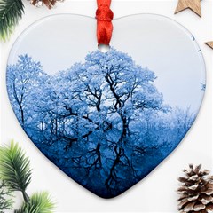 Nature Inspiration Trees Blue Ornament (Heart)