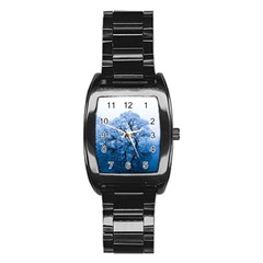 Nature Inspiration Trees Blue Stainless Steel Barrel Watch