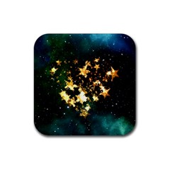 Heart Love Universe Space All Sky Rubber Coaster (square)  by Nexatart