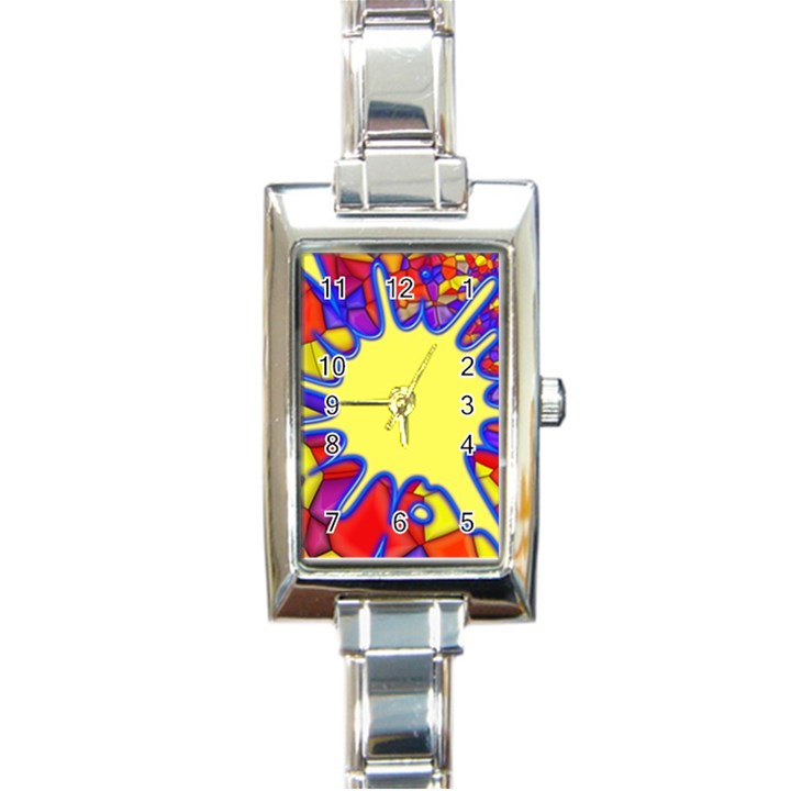 Embroidery Dab Color Spray Rectangle Italian Charm Watch