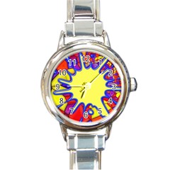 Embroidery Dab Color Spray Round Italian Charm Watch