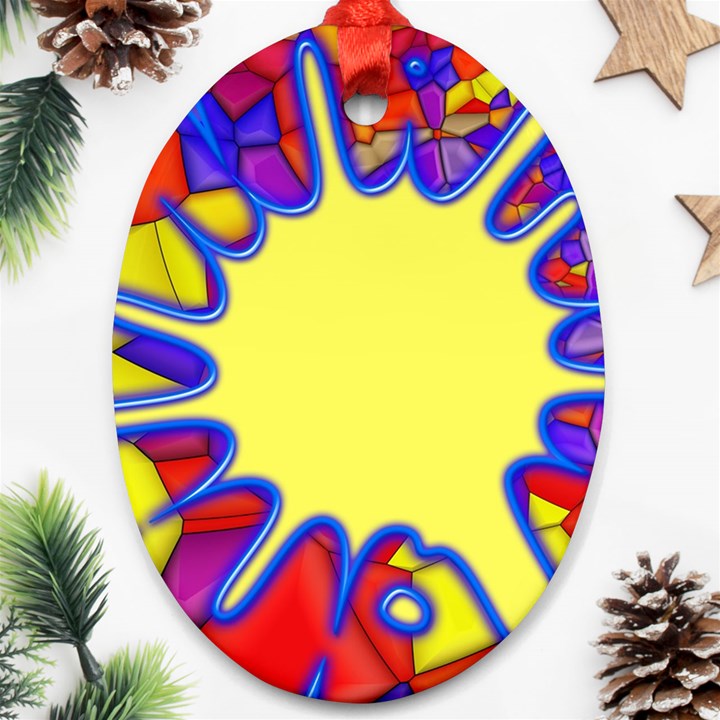 Embroidery Dab Color Spray Ornament (Oval)