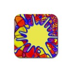 Embroidery Dab Color Spray Rubber Coaster (Square)  Front