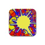 Embroidery Dab Color Spray Rubber Square Coaster (4 pack)  Front