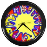 Embroidery Dab Color Spray Wall Clocks (Black) Front