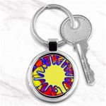 Embroidery Dab Color Spray Key Chains (Round)  Front