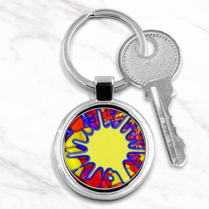 Embroidery Dab Color Spray Key Chains (Round) 