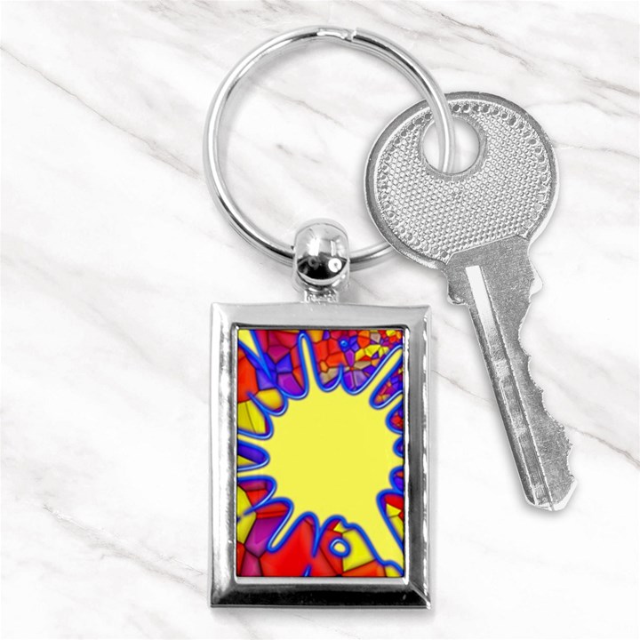 Embroidery Dab Color Spray Key Chains (Rectangle) 