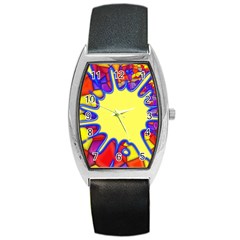 Embroidery Dab Color Spray Barrel Style Metal Watch