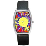 Embroidery Dab Color Spray Barrel Style Metal Watch Front