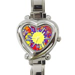 Embroidery Dab Color Spray Heart Italian Charm Watch Front