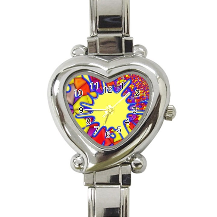 Embroidery Dab Color Spray Heart Italian Charm Watch