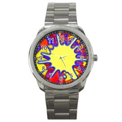 Embroidery Dab Color Spray Sport Metal Watch