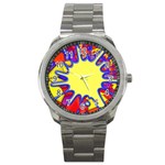 Embroidery Dab Color Spray Sport Metal Watch Front