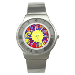 Embroidery Dab Color Spray Stainless Steel Watch