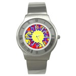 Embroidery Dab Color Spray Stainless Steel Watch Front