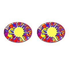 Embroidery Dab Color Spray Cufflinks (Oval)