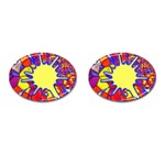 Embroidery Dab Color Spray Cufflinks (Oval) Front(Pair)